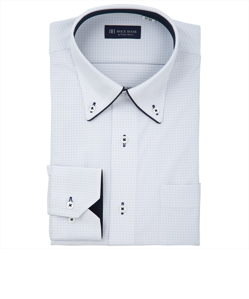 【ストレッチ】 ボタンダウン 長袖 形態安定 ニットシャツ