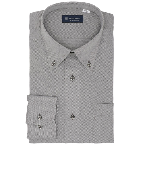 【ストレッチ】 ボタンダウン 長袖 形態安定 ニットシャツ