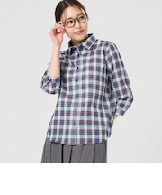 【Pitta Re:)】 カジュアルシャツ Wガーゼ 七分袖 綿100% レディース