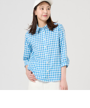 【Pitta Re:)】 カジュアルシャツ Wガーゼ 七分袖 綿100% レディース