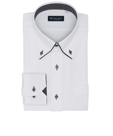 【ストレッチ】 ボタンダウン 長袖 形態安定 ニットシャツ