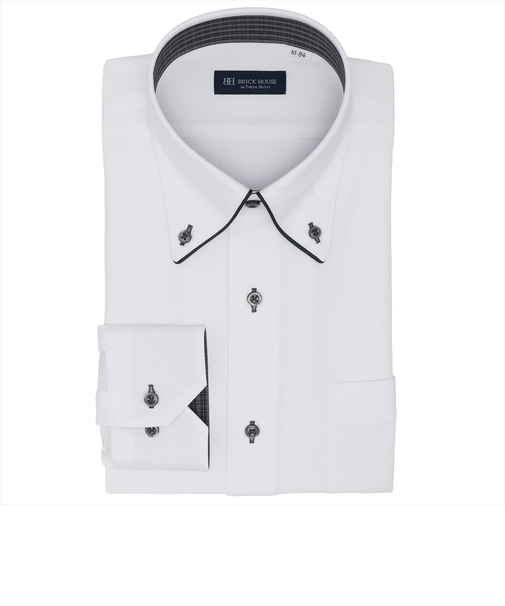 【ストレッチ】 ボタンダウン 長袖 形態安定 ニットシャツ