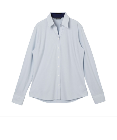 【ストレッチ】 スキッパー 長袖 形態安定 ニットシャツ レディース