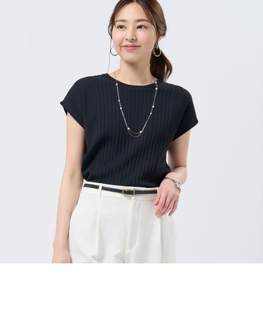 ニット リブフレンチ プルオーバー レディース