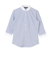 【透け防止】 ラウンド 七分袖 形態安定 レディースシャツ