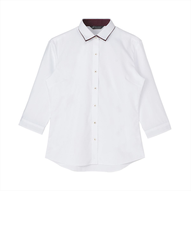 【透け防止】 ワイド 七分袖 形態安定 レディースシャツ