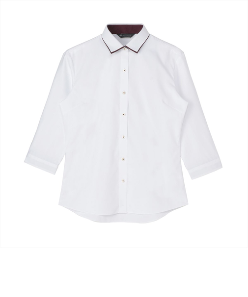 【透け防止】 ワイド 七分袖 形態安定 レディースシャツ