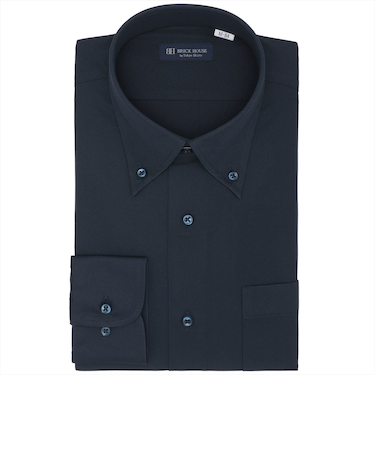 【ストレッチ】 ボタンダウン 長袖 形態安定 ニットシャツ