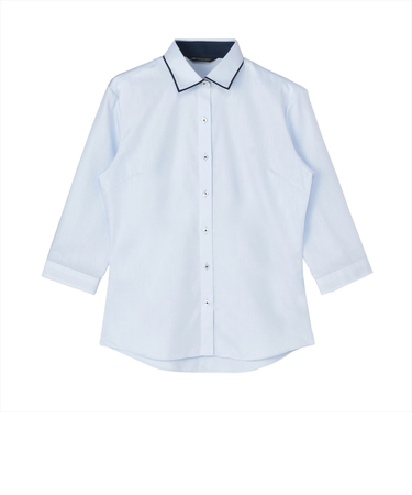 【透け防止】 ワイド 七分袖 形態安定 レディースシャツ