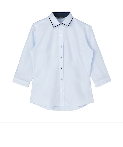 【透け防止】 ワイド 七分袖 形態安定 レディースシャツ