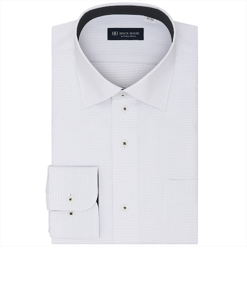 【お仕事応援】【透け防止】 ワイド 長袖 形態安定 ワイシャツ