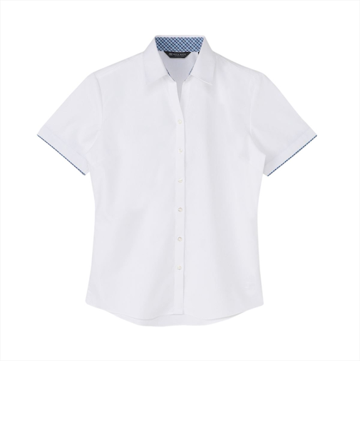 【透け防止】 スキッパー 半袖 形態安定 レディースシャツ