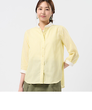 【Pitta Re:)】 カジュアルシャツ Wガーゼ 七分袖 綿100% レディース