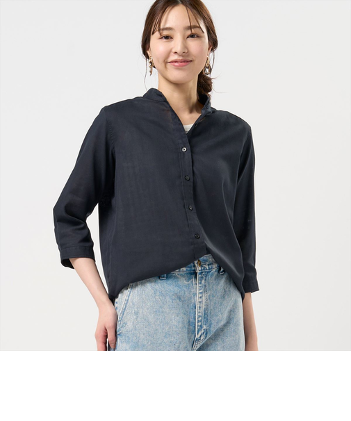 【Pitta Re:)】 カジュアルシャツ Wガーゼ 七分袖 綿100% レディース