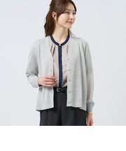 ニット さらさらシアー サイドスリット Vネックカーディガン レディース