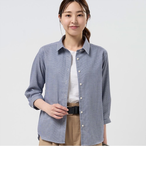 SHIPS any:〈洗濯機可能〉ツイード ライク オーバー ブラウス［NAVY