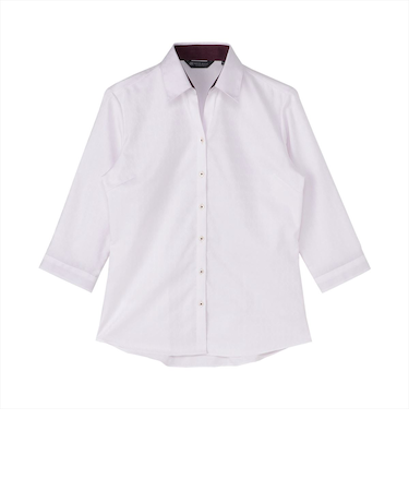 【超形態安定】 スキッパー 七分袖 形態安定 綿100% レディースシャツ