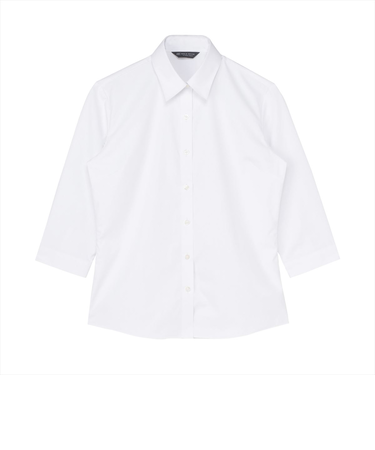 【透け防止・白無地】 レギュラー 七分袖 形態安定 レディースシャツ