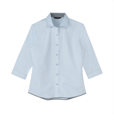 【透け防止】 ワイド 七分袖 形態安定 レディースシャツ