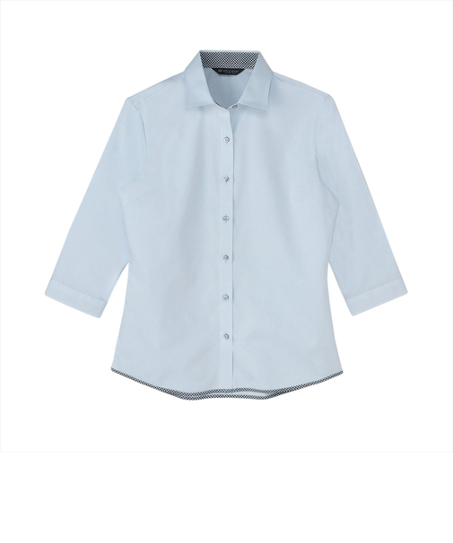 【透け防止】 ワイド 七分袖 形態安定 レディースシャツ