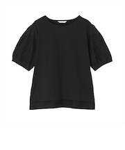 袖刺繍ブラウス 半袖 レディース