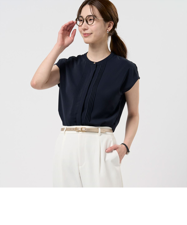 ピンタックブラウス フレンチ袖 レディース