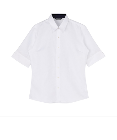 【超形態安定】 レギュラー 五分袖 形態安定 綿100% レディースシャツ