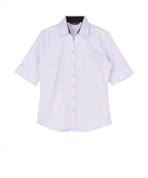 【超形態安定】 スキッパー 五分袖 形態安定 綿100% レディースシャツ