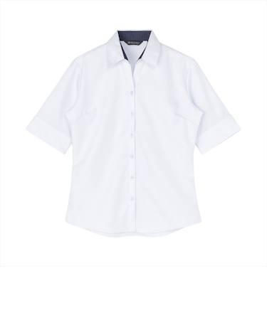 【超形態安定】 スキッパー 五分袖 形態安定 綿100% レディースシャツ