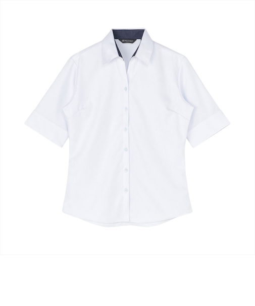 【超形態安定】 スキッパー 五分袖 形態安定 綿100% レディースシャツ