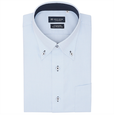 【超形態安定】 ボタンダウン 半袖 形態安定 綿100% ワイシャツ