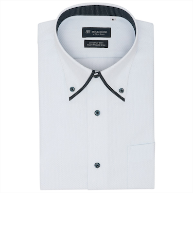 【超形態安定】 ボタンダウン 半袖 形態安定 綿100% ワイシャツ