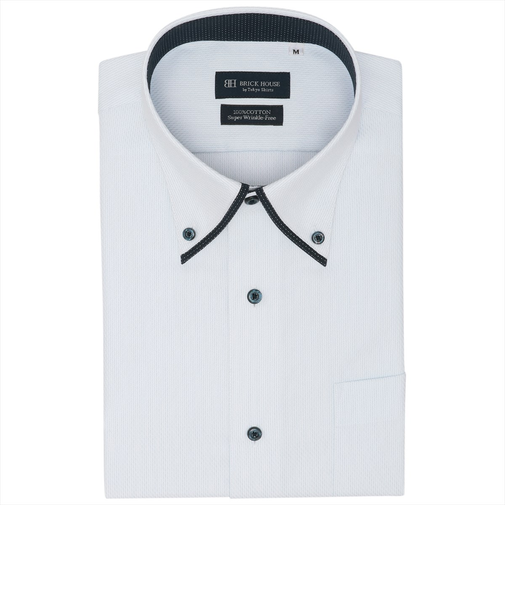 【超形態安定】 ボタンダウン 半袖 形態安定 綿100% ワイシャツ