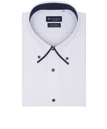 【超形態安定・大きいサイズ】 ボタンダウン 半袖 形態安定 綿100% ワイシャツ