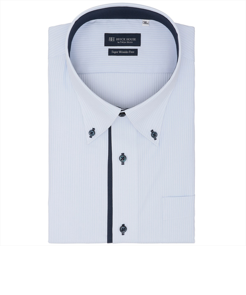 【超形態安定・大きいサイズ】 ボタンダウン 半袖 形態安定 ワイシャツ