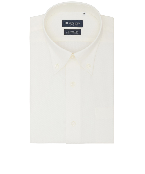 【超形態安定】 ボタンダウン 半袖 形態安定 綿100% ワイシャツ