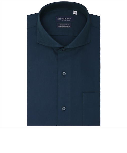 【超形態安定】 ホリゾンタルワイド 半袖 形態安定 綿100% ワイシャツ