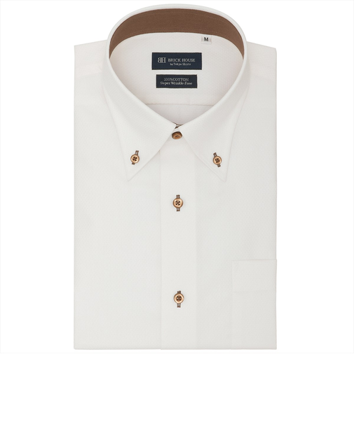 【超形態安定】 ボタンダウン 半袖 形態安定 綿100% ワイシャツ