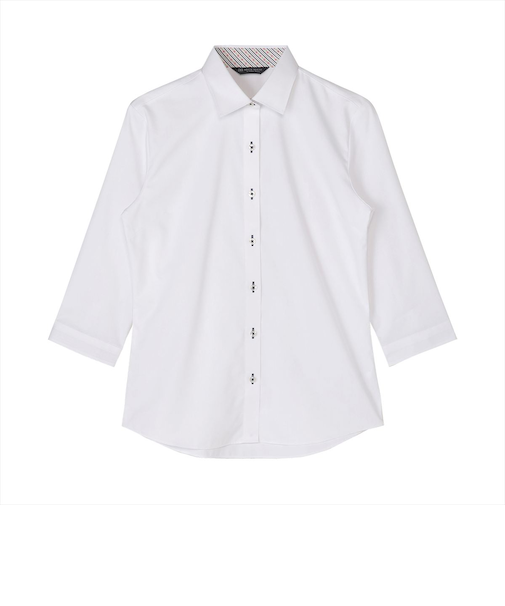 【透け防止】 ワイド 七分袖 形態安定 レディースシャツ