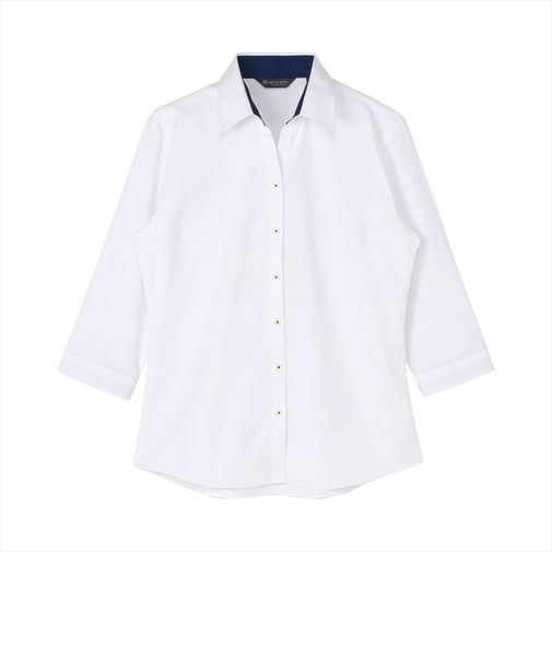 【透け防止】 スキッパー 七分袖 形態安定 レディースシャツ