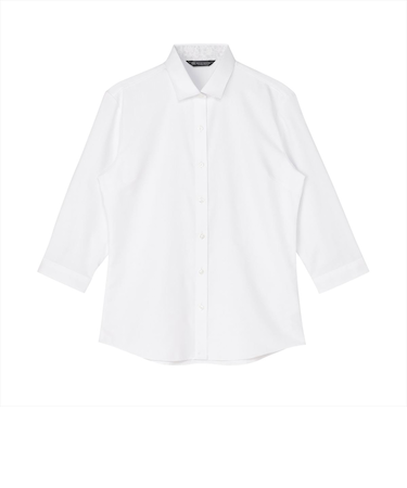 【透け防止】 ワイド 七分袖 形態安定 レディースシャツ
