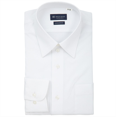 【透け防止・白無地・大きいサイズ】 レギュラー 長袖 形態安定 綿100% ワイシャツ