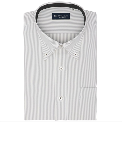 【ストレッチ】 ボタンダウン 半袖 形態安定 ニットシャツ