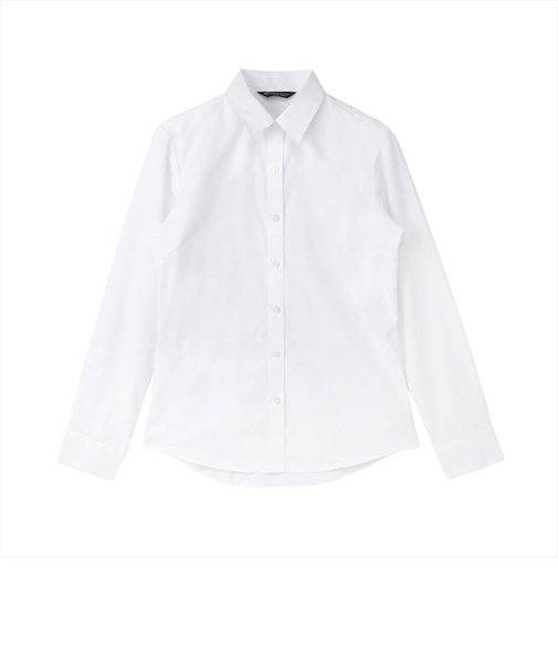 【透け防止・白無地】 レギュラー 長袖 形態安定 レディースシャツ