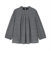 スタンドタック プリントブラウス 長袖 レディース