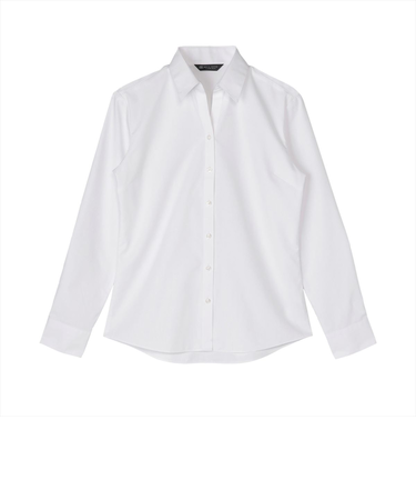 【透け防止】 スキッパー 長袖 形態安定 レディースシャツ