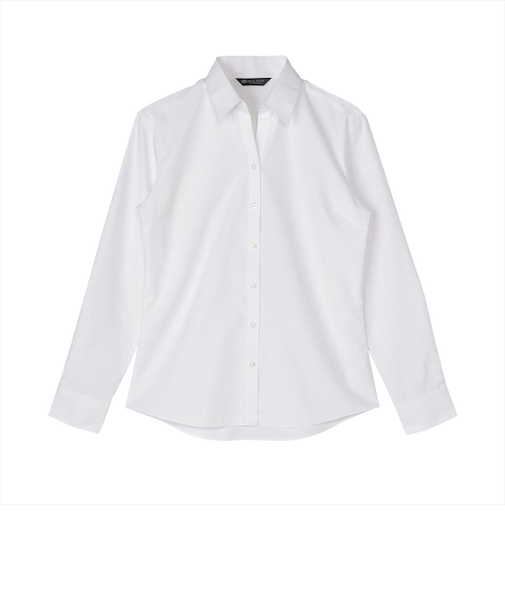 【透け防止】 スキッパー 長袖 形態安定 レディースシャツ