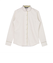 【透け防止】 ラウンド 長袖 形態安定 レディースシャツ