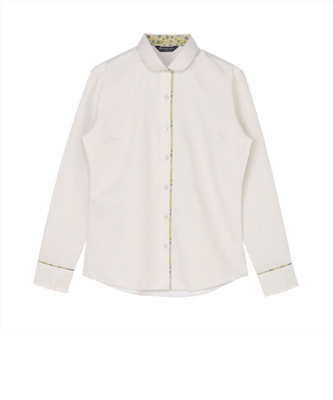 【透け防止】 ラウンド 長袖 形態安定 レディースシャツ