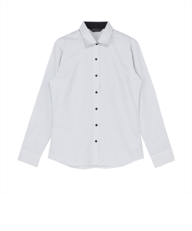 【透け防止】 ワイド 長袖 形態安定 レディースシャツ